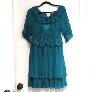 Temperly of London dark teal/jewel green SILK Mini Gown
